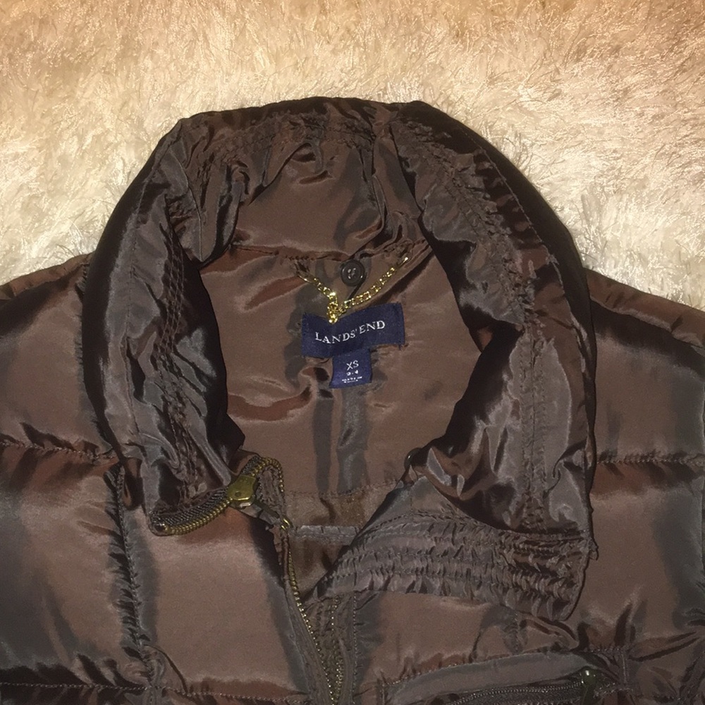 Lands’ End Shiny Chocolate Down Puffer Vest